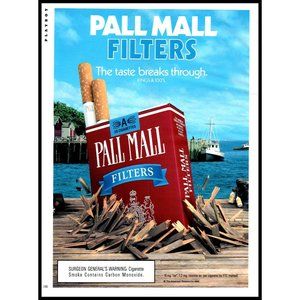 1988 Pall Mall Cigarettes Vintage Print Ad Dock Wharf Sea Harbor Ships Wall Art